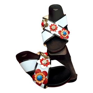Fendi Women's Floral Embellished Sandals - Blue and Red

Size fits 10/10.5